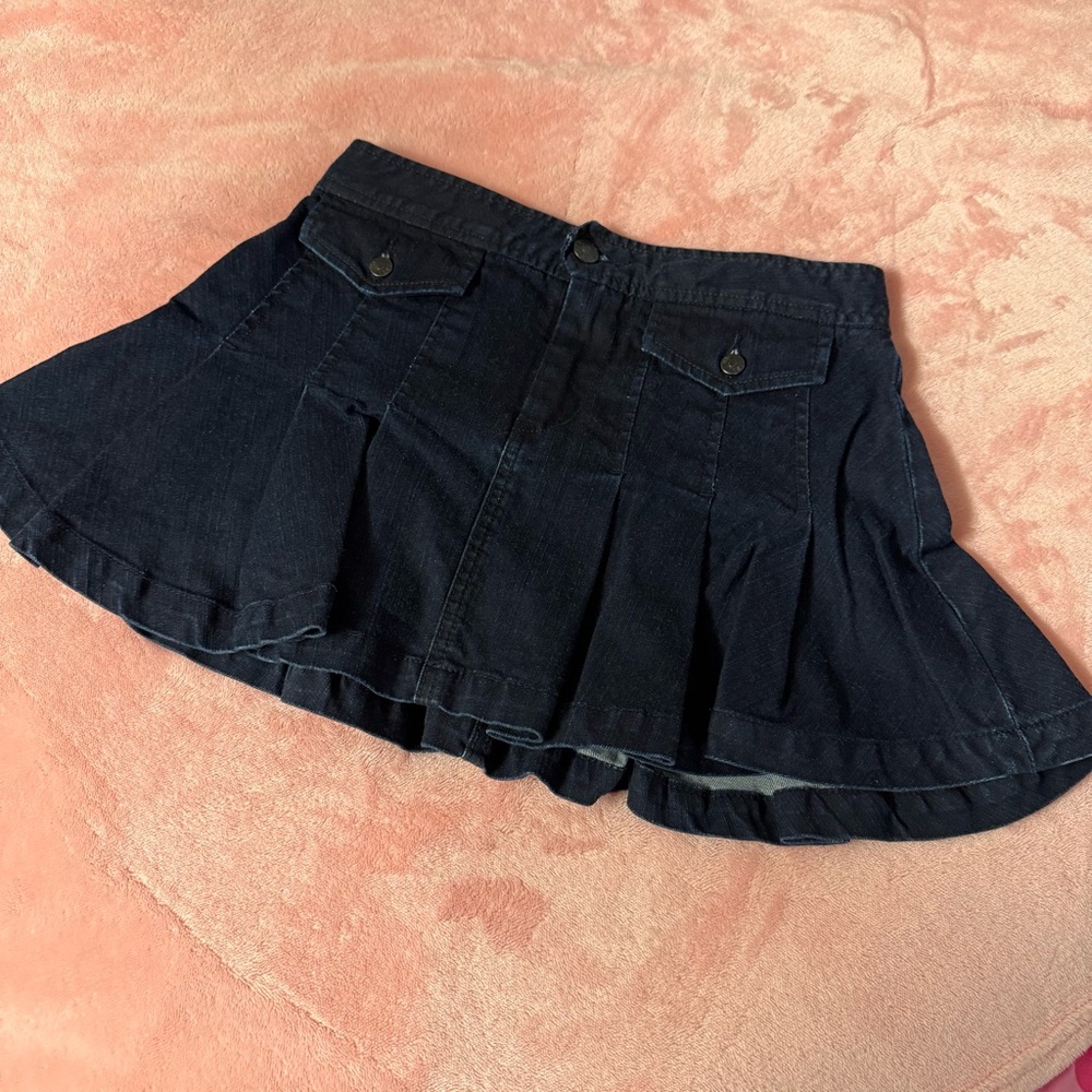 Y2K Jacob Connexion Denim Mini Skirt with Pockets 2000s Style Dark Wash